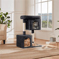 thumbnail image 7 of Yaheetech 33.4" Double Condo Plush Cat Tree with Scratching Posts, Black, 7 of 7