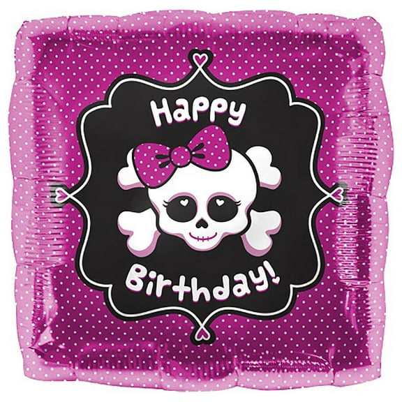 LOONBALLOON Pirates Balloons, 18″ HAPPY BIRTHDAY GIRLY SKULL