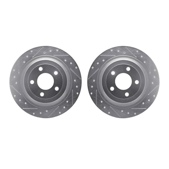 Dynamic Friction Company Rear Brake Rotors-Drilled and Slotted-Silver 7002-54242