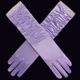 thumbnail image 1 of Lefu Gants de Mariée Doigts Complets Satin Plissé Rétro Photo de Mariage Satin, 1 of 9
