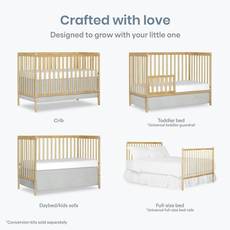 Dream On Me Synergy 5 in 1 Convertible Crib, Natural - Walmart.com