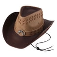 thumbnail image 2 of Sombrero de vaquero Zulema Western Cowboy Hat Wide Roll Up Brim PU Cuero 2 colores, 2 of 8