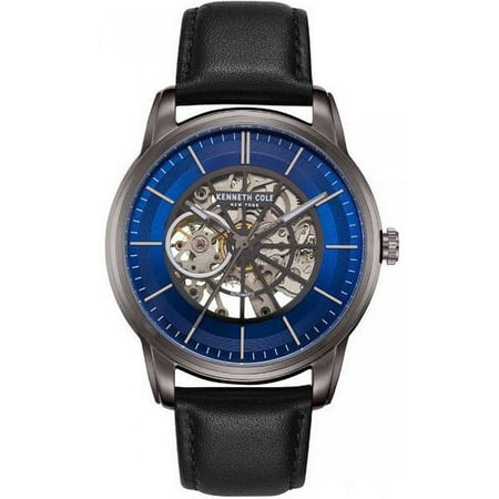 Kenneth Cole New York Silver Dial Watch - Men's Kenneth Cole New York Automatic Black Leather Strap Watch KC50223002