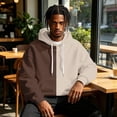 thumbnail image 4 of Color Block Split Tone Pullover Hoodie for Men, Drawstring Hooded Sweatshirt With Kangaroo Pocket, Casual Sport Top For Daily Wear And Weekend Gatherings, 4 of 6