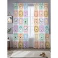 thumbnail image 2 of Cartoon Animals Sheer Curtains 2 Panels Set Tiger Koalas Elephant Lion Foxes Color Plaid Sheer Window Curtains Light Filtering Rod Pocket Voile Drapes for Bedroom Living Room 52"X84", 2 of 9