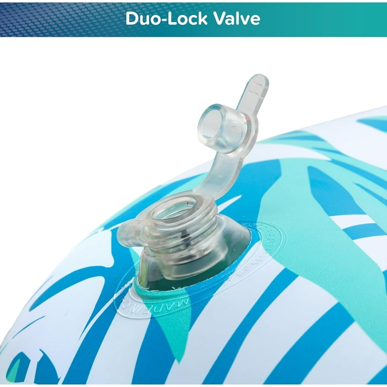 Aqua Inflatable Tanning Pool Lounger & Float with Removable Pillow - 71" x 48” - Blue Flowers