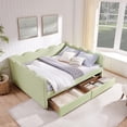 thumbnail image 6 of avobird Cozy Gingham Daybed with 2 Storage Drawers Queen Size Sofa Bed for Living Room, Sleeper Sofa with USB Port and Adorable Wave Shaped, Linen Fabric, Green, 6 of 8
