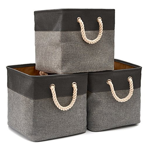 Set of 4 Black and Gray Collapsible Storage Cube Bins 9"x9"x8" FREE SHIPPING 