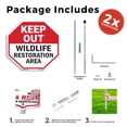 thumbnail image 3 of Keep Out Wildlife Restoration Area (2 Pack) 10 inch X 10 inch Octagon Plastic Signs with Aluminum Mounting Stakes Weather Resistant UV Protected for Workplace Private Property and, 3 of 8