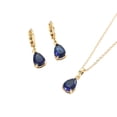 thumbnail image 1 of Hermoso Collar Y Aretes Gota C/ Zafiro Swarovski Oro 14k Lam dorado Unitalla, 1 of 2