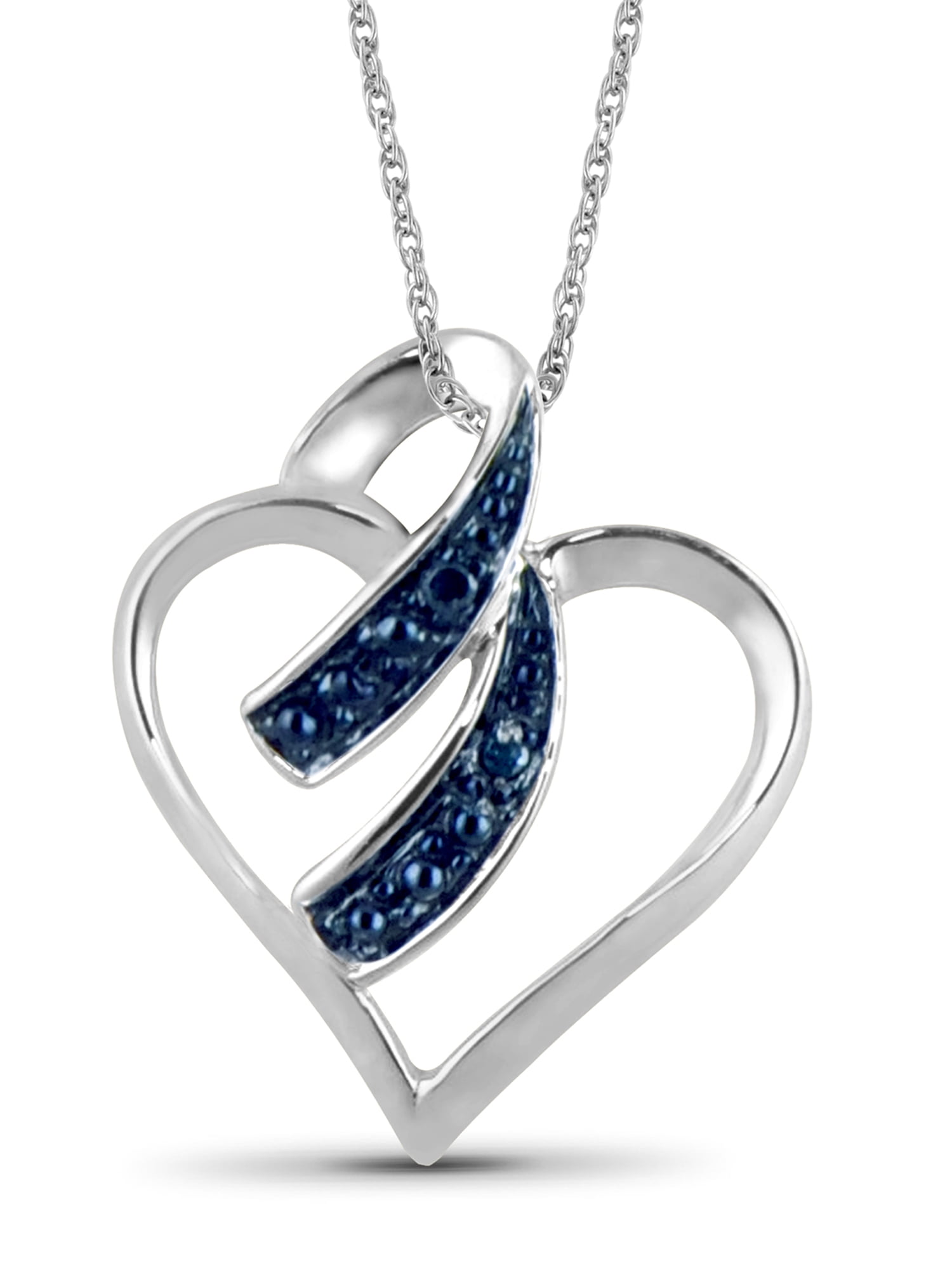 V3 Jewelry Genuine Blue Diamond Heart Pendant Sterling Silver main image 0