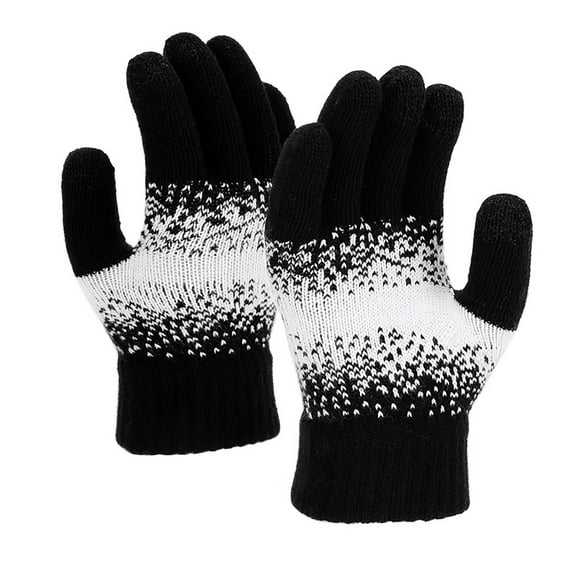 AINIYS Knitted Full-Finger Gloves Gradient-Speckled Warm Gloves for Winter Cold Weather Outdoor Daily Use & Practical Accessory Black Free Size