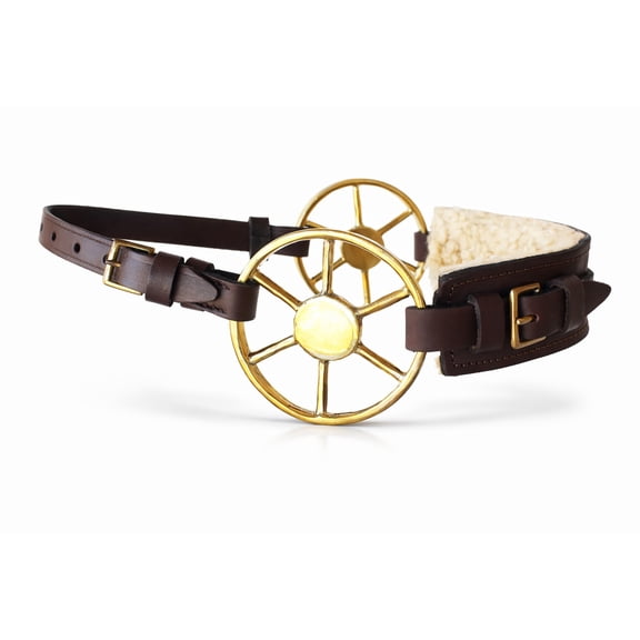 Horse Western Fleece Padded Brown Leather Brass Cheeks Adjustable Hackamore 35H48