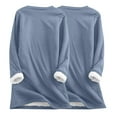 thumbnail image 3 of miqiqism 2 pcs Women 2024 Fleece Lined Shirts Casual Long Sleeve Sherpa Warm Tops Juniors Comfy Round Neck Solid Comfort Underwear Teen Girls Slim Fit Blouses,Blue,Medium, 3 of 3