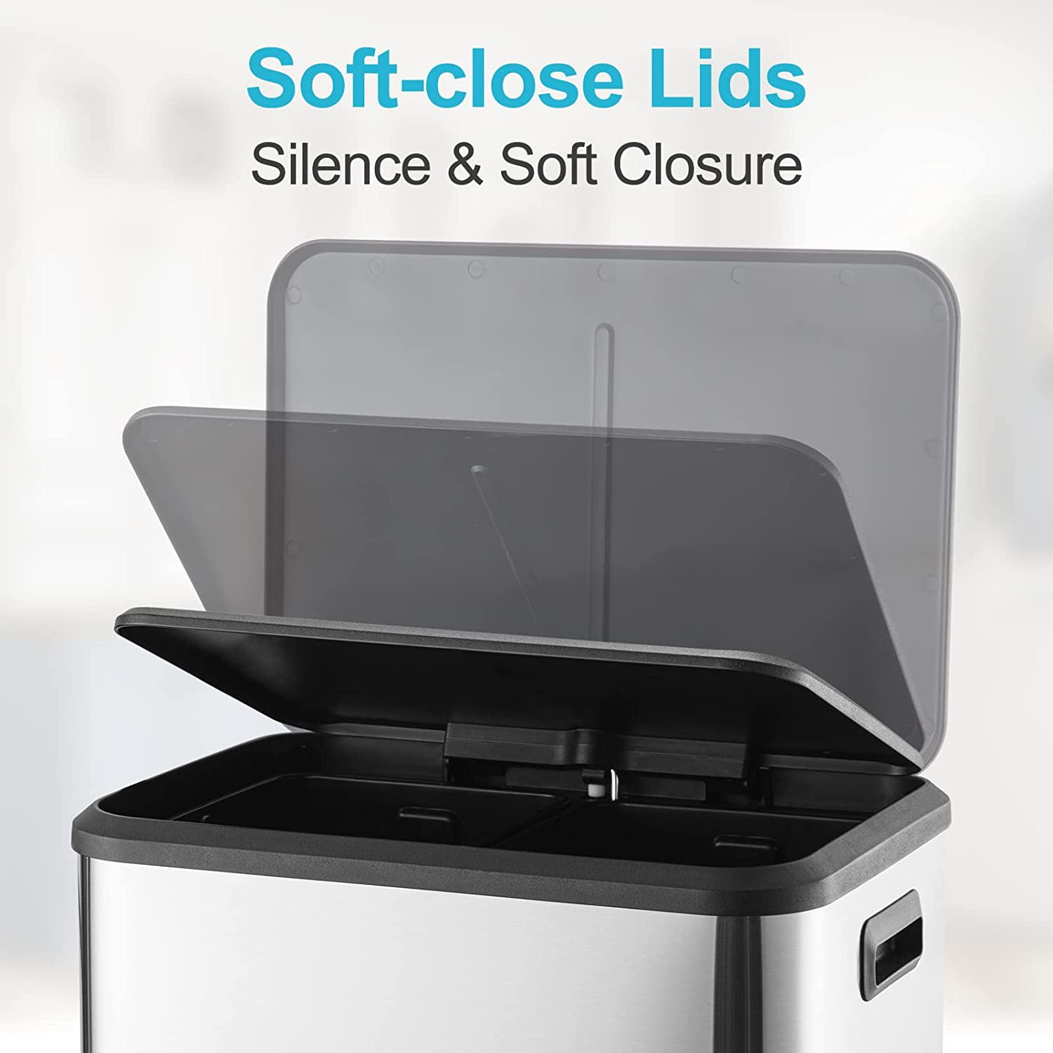Rectangle Trash Can, 2 x 4 Gall Trash and Recycling Dual Compartment Waste Bins with Inner Bins