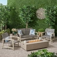 thumbnail image 4 of GDF Studio Allison Outdoor 5 Piece Wood and Wicker Chat Set with Fire Pit, Mixed Black and Dark Gray, 4 of 9