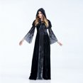 thumbnail image 2 of Jumpingount Adulto Calavera Esqueleto Vestido largo con capucha Disfraces de Halloween Cosplay Disfraces de disfraces negro L Jumpingount FS9136-03, 2 of 6