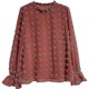 thumbnail image 4 of Blusa de gasa para mujer Camisas de cuello con volantes de manga larga Tops casuales de otoño, 4 of 4