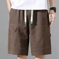 thumbnail image 2 of Pantalones cortos para hombre, bermudas sólidas, cintura elástica, pantalones cortos cargo para hombre, de algodón, de media longitud, para hombre, hermosos pantalones de diseñador vintage grandes y a, 2 of 5
