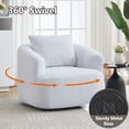 thumbnail image 2 of 360° Swivel Round Upholstered Comfy Chair With One Soft Pillow, Teddy Fleece High-Resilience Sponge Single Sofa, No Assembly for Living Room, Bedroom, Apartment, White, 2 of 9