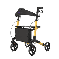 Kekoy Foldable Rollator Walkers for Seniors with Seat, 350 lb Capacity, with 8'' Big Wheels, Rolling Walker (Yellow)