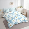 thumbnail image 3 of Manfei Groovy Flower Floral Bedding Comforter Set 7pcs for Kids, Kawaii Daisy Queen Bedding Sets, Dreamy Blue Cartoon Reversible Queen Sheet Sets, Luxury Bedroom Decor, 3 of 7