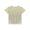thumbnail image 2 of Nyeemya Women's Shimmer Tops Spandex Shine T shirt Juniors Crewneck Short Sleeved Casual Tee Gold L, 2 of 7