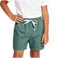 thumbnail image 7 of Cethrio Boys Cotton Shorts, Elastic Waist 3PC Sports Drawstring Kids Athletic Shorts Army Green Size 1-2 T, 7 of 7