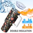thumbnail image 5 of Floral 40oz Tumbler– Stainless Steel Insulated Tumbler with Handle and Straw, Large Capacity Travel Cup for Hot & Cold Drinks,Thanksgiving,Christmas, Spring,Flower, 5 of 6