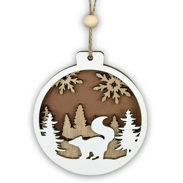 Fiudx Colgante de Árbol de Navidad con Diseño de Reno Tallado, Decoración Artesanal de Madera, Adorno Navideño Ecológico, Multiusos, para El Hogar y La Oficina, Incluye Cuerda, Juego de 1