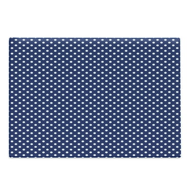 Retro Cutting Board, Pattern Polka Dots on a Sailor Indigo Background Vintage Tile Geometric, Decorative Tempered Glass Cutting and Serving Board, Large Size, White and Indigo, by Ambesonne