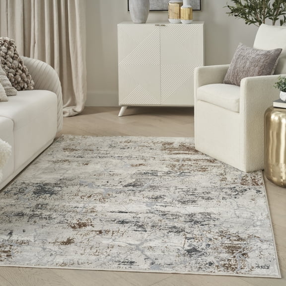 Nourison Glam Modern Grey Multicolor 5'3" x 7'3" Area Rug (5x7)