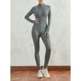 thumbnail image 6 of Biekopu Women Jumpsuit, Long Sleeve Stand Collar Zipped Solid Slim Fit Ladies Casual Romper, 6 of 9