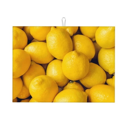 

Tebeau Ripe Yellow Lemon Print Dish Drying Mat for Kitchen Counter Dish Drying Pad with Non-slip Rubber Backed Hide Stain Anti Absorbent for Kitchen Counter Drying Mat