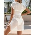 thumbnail image 4 of Swimsuit Cover Up for Women V-Neck Short Sleeve Wrap Waist Beach Cover Up Mesh Crochet Side Split Bathing Suit Swim Cover Ups Shermie, 4 of 6