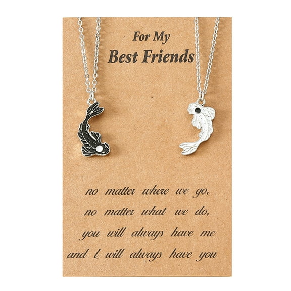 Aellinatey 1/2x Yin Yang Fish Bracelet Adjustable Cord Bracelet Necklace Set for Lover