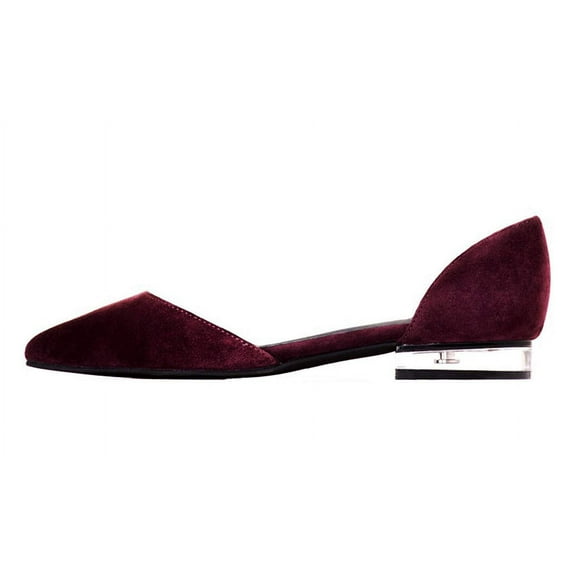 Jeffrey Campbell Shoes amorous Wine Suede Clear Heel Pointed Toe Ballet Flats (Wine Suede, 6)