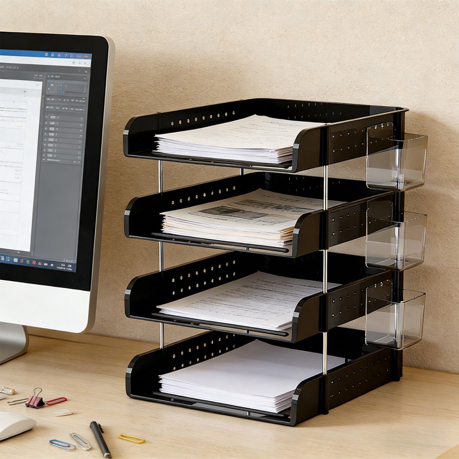 Desk Organizers and Storage, Desktop Organizer, File Storage, Desk Organizer 13.19 x 10.16 x 16.54 inches, File Tray Accessories Rack for Desktop Office Desk Drawers