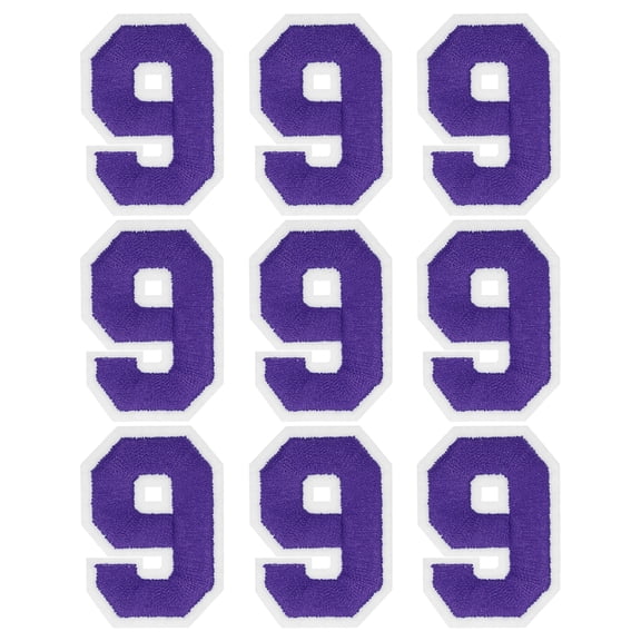 Uxcell Iron on Number Patches 2" Number 9 Embroidered Patch (Purple, Pack of 9)