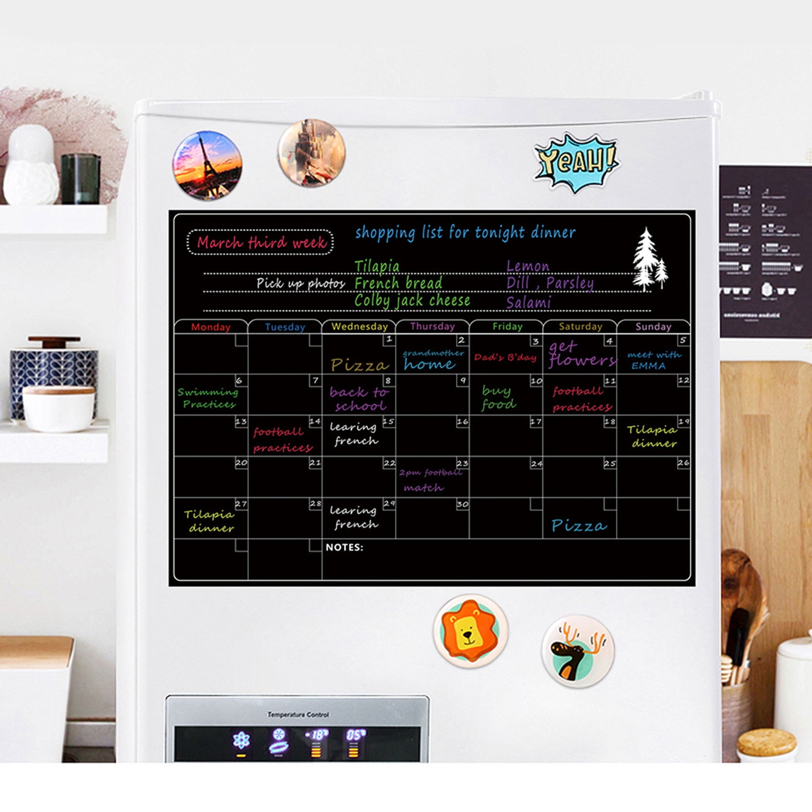Erase Magnetic Dry Erase Board Calendar Whiteboard Refrigerator Stickers Kitchen Fridge White Board for Weekly Monthly Schedule Daily Planner To Do List