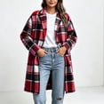 thumbnail image 5 of Women's Casual Plaid Shacket Jacket Button Down Long Coats with Pockets Fall Winter Warm Comfy Outfit, 5 of 9