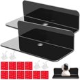 thumbnail image 1 of Juego de 2 estantes de pared negros – Estante de pared flotante de acrílico, estantes de pared sin taladro con 4 clips para cables, estantes de pared de almacenamiento de acrílico para sala de estar,, 1 of 5