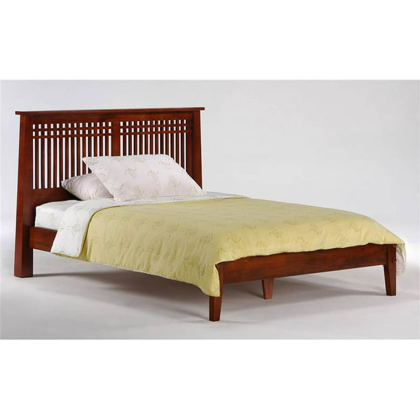 Platform Bed In Cherry Finish, Mission Style Headboard Full