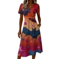 thumbnail image 4 of Womens Halloween Dresses Pumpkin Moon Short Sleeve Horror Midi Dresses Ghost Bat V Neck Funny Dresses, 3XL, 4 of 5