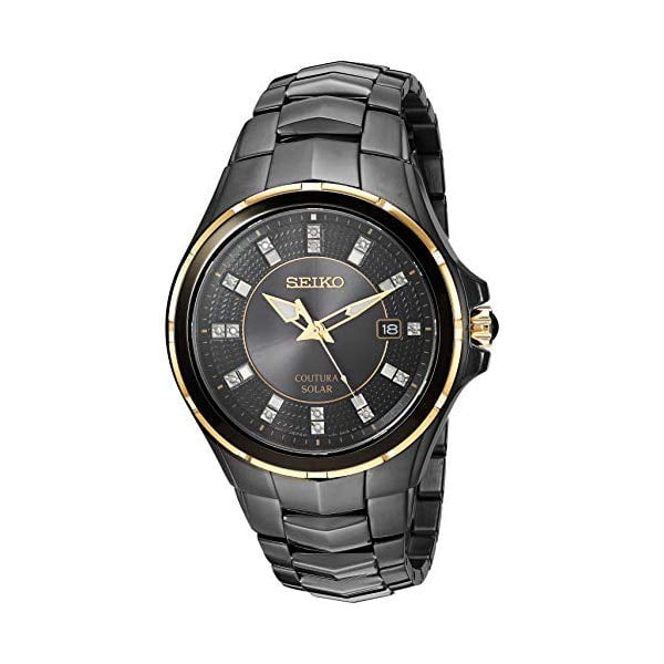 Seiko Men's Coutura Diamond-Accent Black Stainless Steel Bracelet Watch SNE506 - Walmart.com
