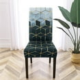 thumbnail image 2 of Chair Covers for Dining Room Set of 4, Spandex Stretch Dining Room Chair Cover, Removable Washable Kitchen Parsons Chair Covers Seat Slipcovers, Navy Cubes, 2 of 6