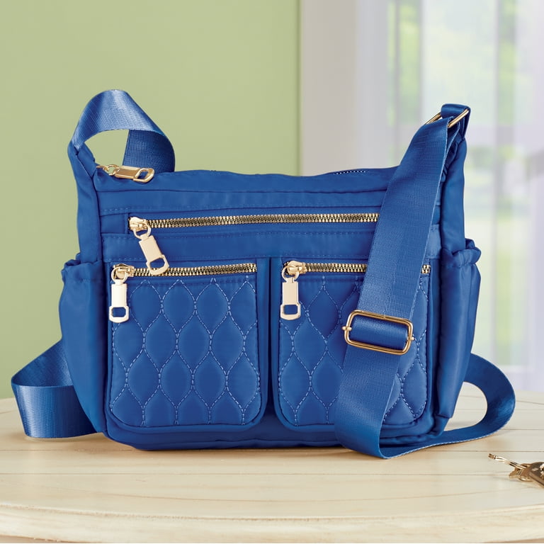 Collections Etc Adjustable Multi Zip Pockets Cross-Body