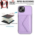 thumbnail image 6 of Allytech iPhone 14 Plus Wallet Case with Hand Wrist, PU Leather RFID Blocking Cards Slots Shockproof Stand Feature Bumper Magnetic Closure Slim Shell Phone Case for Apple iPhone 14 Plus, Purple, 6 of 7