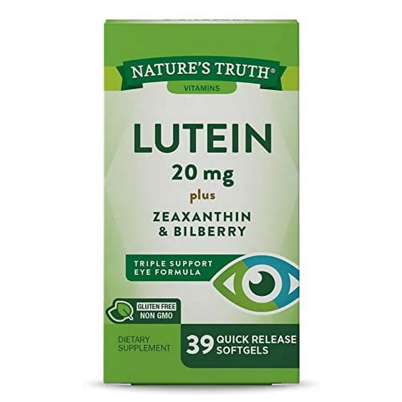 Nature's Truth Lutein 20 mg Plus Zeaxanthin and Bilberry Capsules, 39 Count