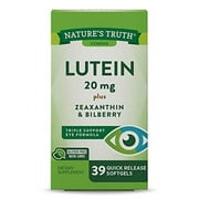 Nature's Truth Lutein 20 mg Plus Zeaxanthin and Bilberry Capsules, 39 Count, 2 Pack